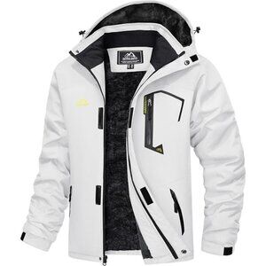 ❤️ Men's Water Resistant Fleece  Lined Windproof Warm Snow Ski Jacket-White